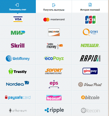 Платежные системы для депозита в казино JoyCasino Пополнение депозита в казино JoyCasino